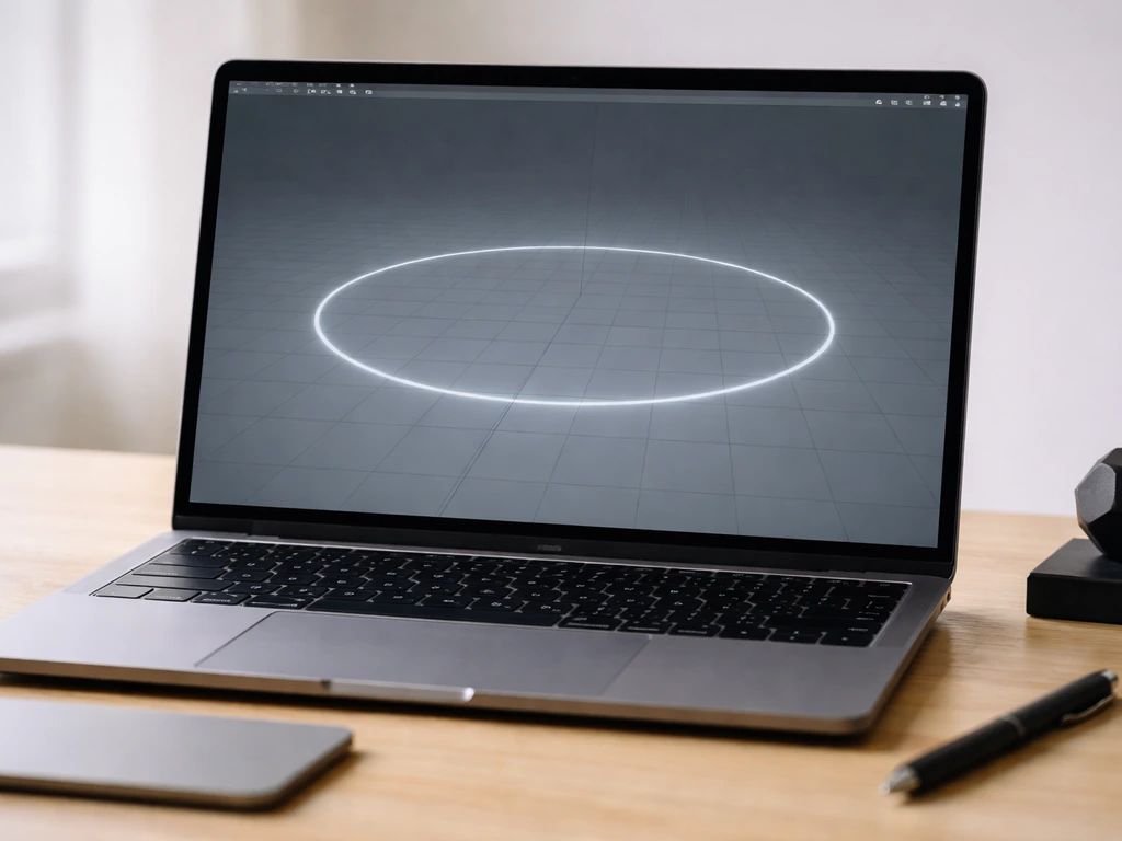 Laptop on a desk showing a smooth, continuous animation loop path with no visible pop.