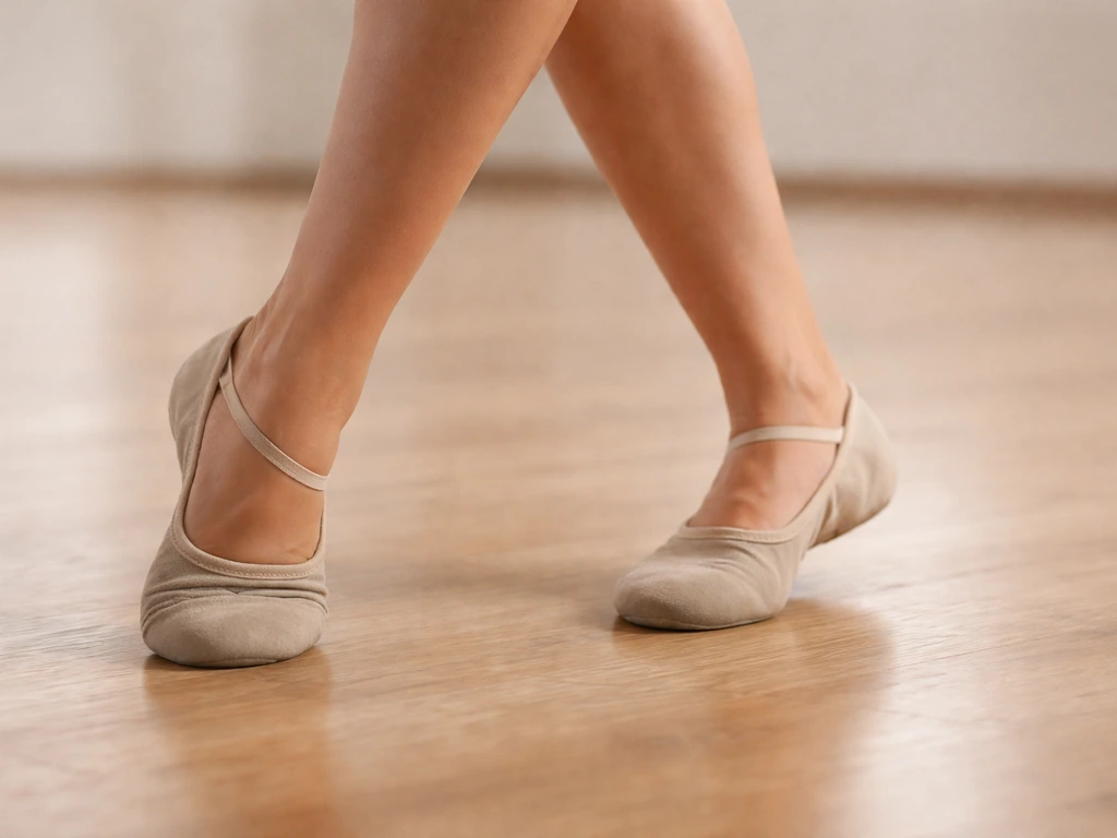 Close-up of a dancer’s feet executing quarter turns and a left rock step on a clean studio floor