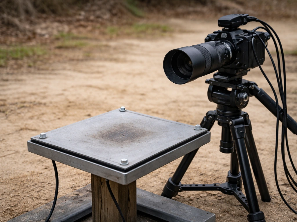 High-speed camera and force-plate-style landing platform setup for measuring bird landings.