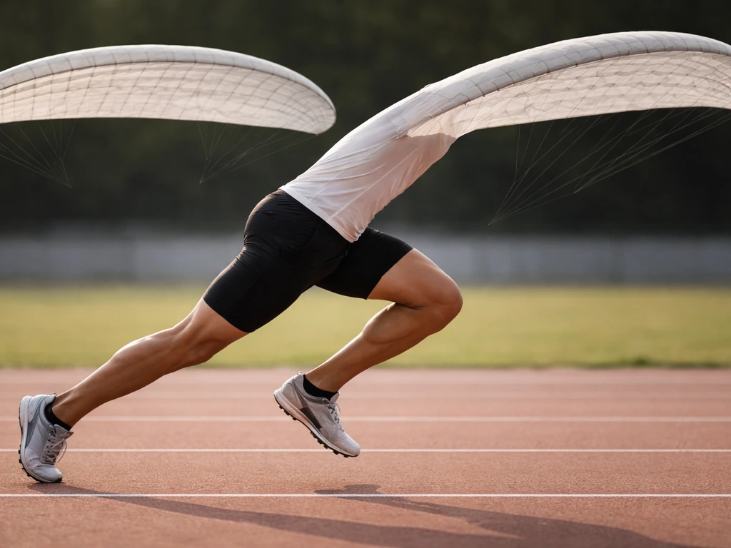 Minimal takeoff biomechanics checklist scene with anonymous athlete legs and wings in a single frame
