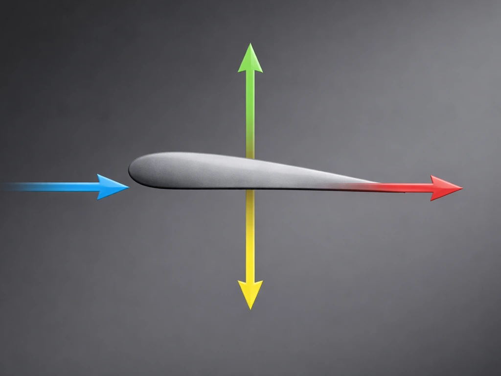 Minimal wing and silhouette showing lift, weight, thrust, and drag arrows around a flying bird concept