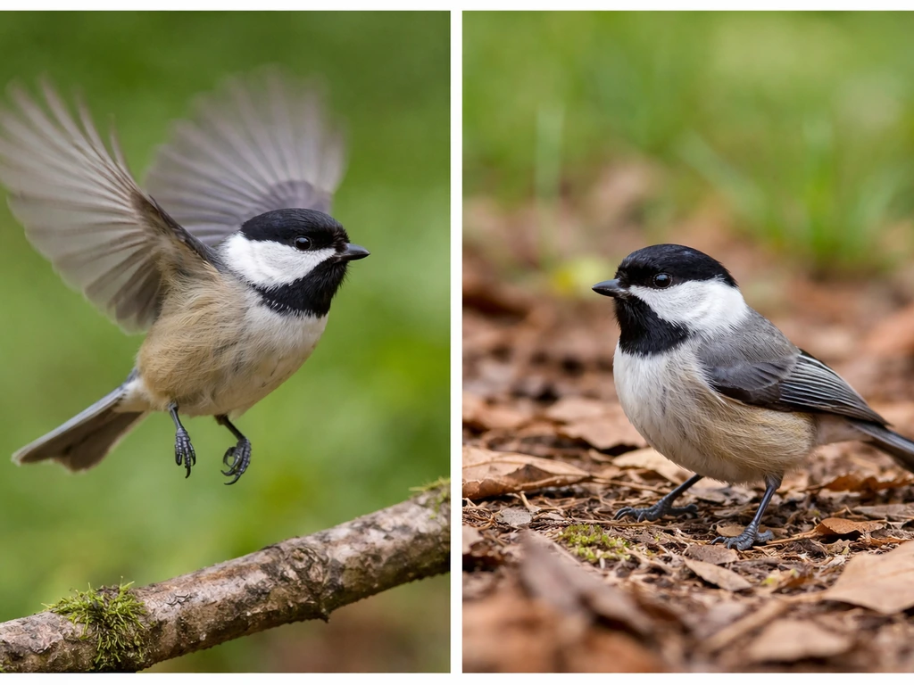 Split-scene of a bird flapping to take off versus a bird on the ground unable to lift